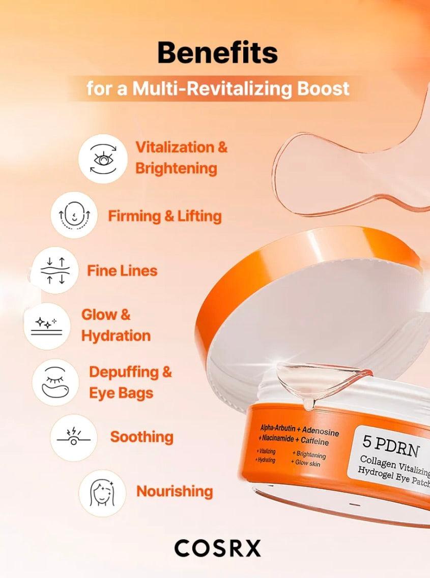 COSRX 5 PDRN Serum-Solidified Eye Patches for Brightening Dark Circles
