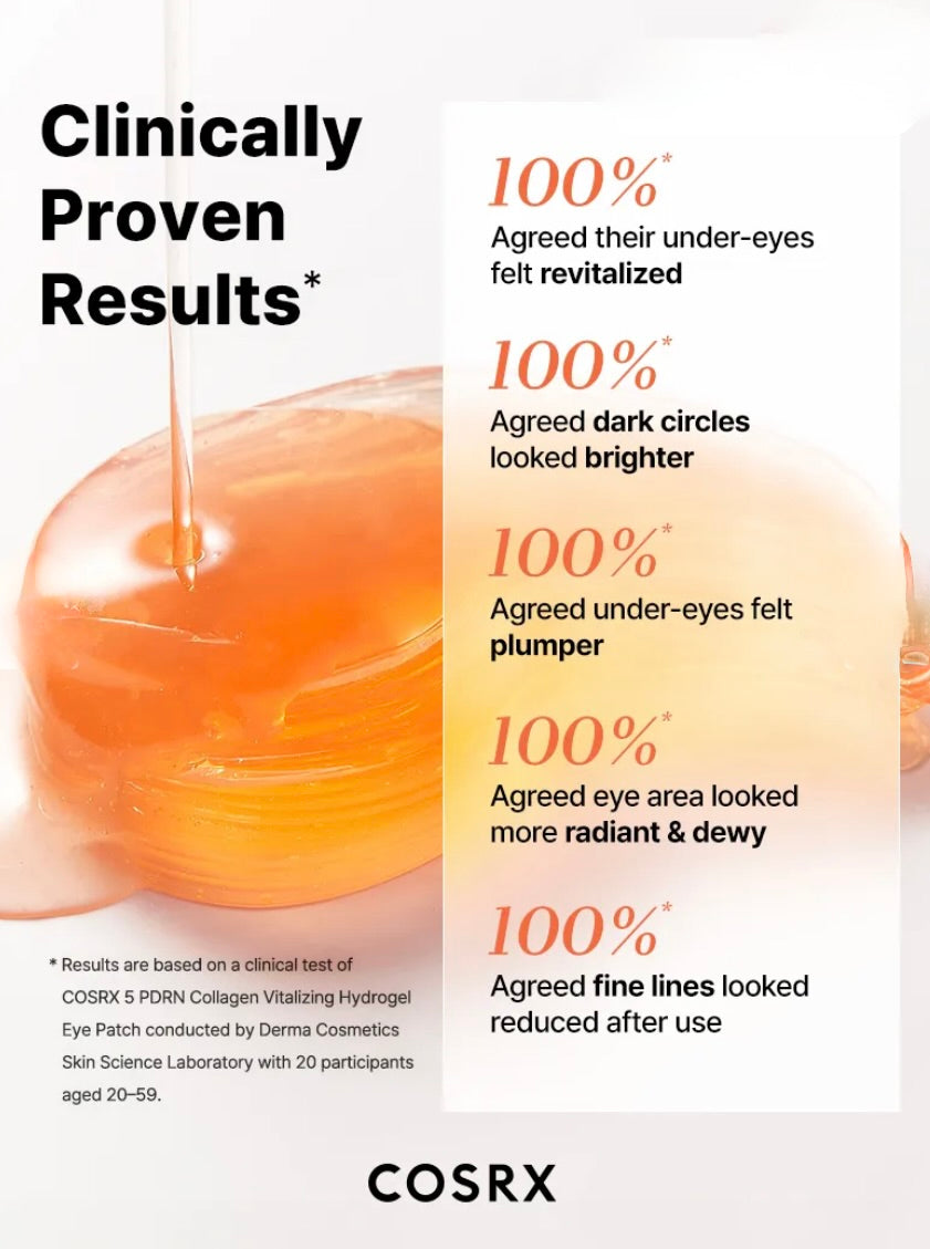COSRX 5 PDRN Serum-Solidified Eye Patches for Brightening Dark Circles