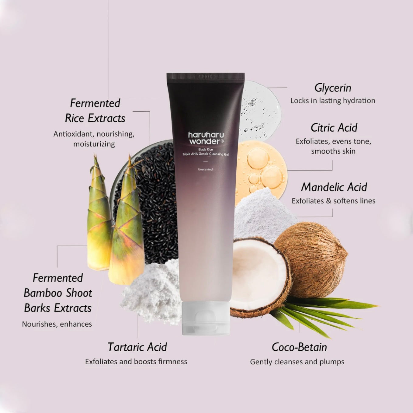 haruharu wonder Black Rice  TRIPLE AHA GENTLE CLEANSING GEL / UNSCENTED